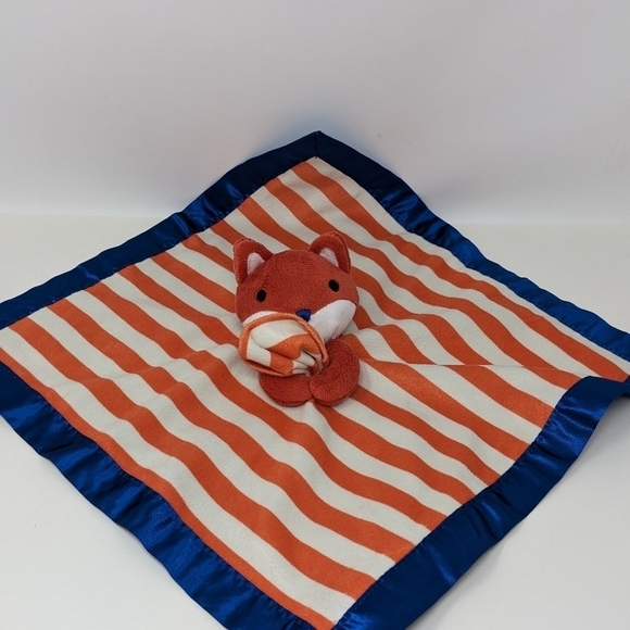 Old Navy Lovey Fox Stripe Satin Trim Baby Security Blanket Plush - Picture 3 of 5